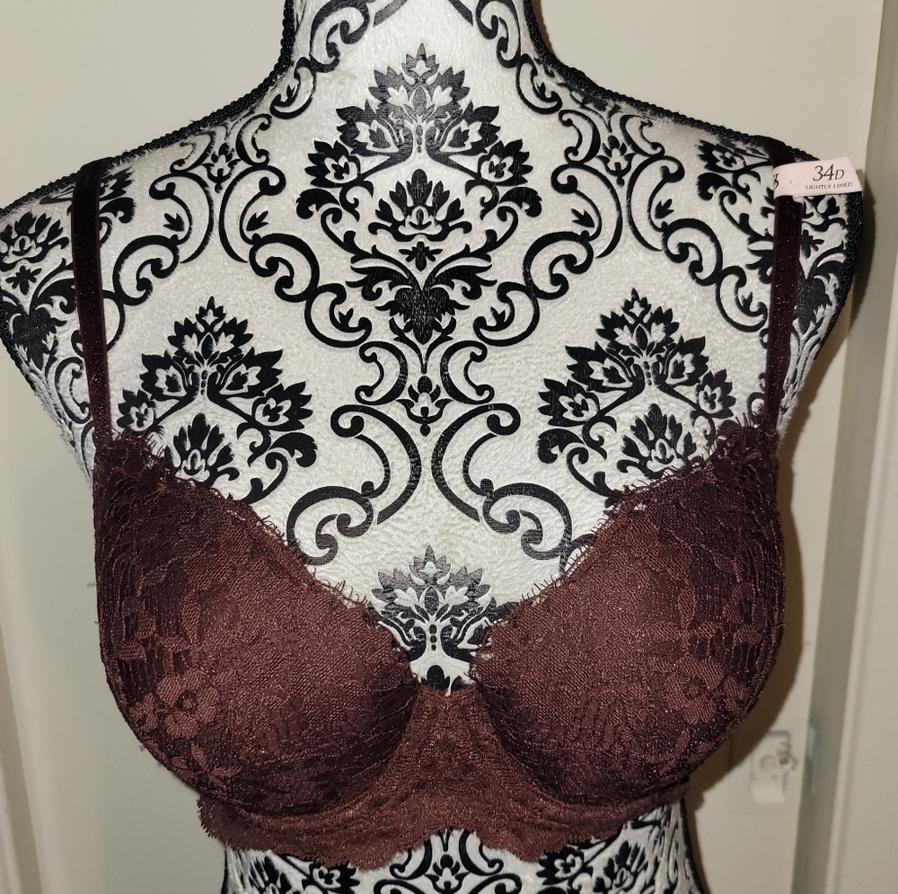 EUC Victoria’s Secret‎ Dream Angels Chocolate Brown Lined Demi Bra - Size 34D